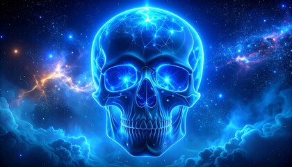 Cosmic skull in vibrant light