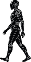 Fototapeta premium Walking robot illustration ai technology futuristic concept