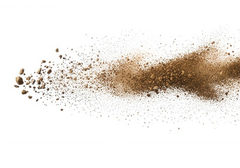 Brown dust cloud explosion isolated on a transparent background