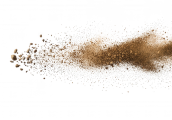 Brown dust cloud explosion isolated on a transparent background