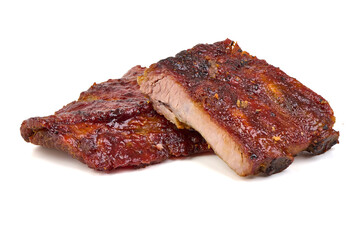 Barbecue Ribs, Pork, Isolated on White Background