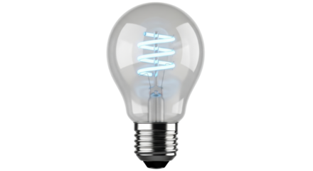 Isolated decorative lightbulb with spiral filament for modern lighting concepts and design