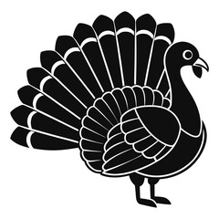 A black turkey silhouette chicken logo vector, and  cock bird vector, white of a silhouette illustration.