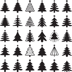 Obraz premium Christmas tree icon set