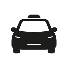 Taxi Front View Solid Icon. Urban Transportation And Cab Service Silhouette Symbol. Taxi Dispatch And Ride-Sharing Concept. Isolated Vector Illustration