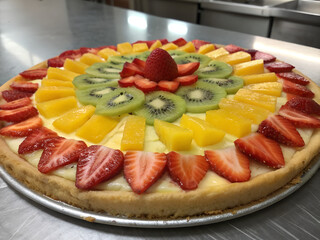 large round fruit pie