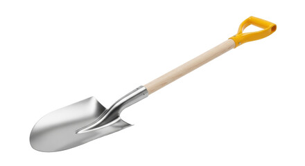 Isolated round point shovel with D-grip for digging or gardening, construction tool