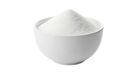 Isolated bowl with granular white powder ingredient, ideal for cooking or baking use