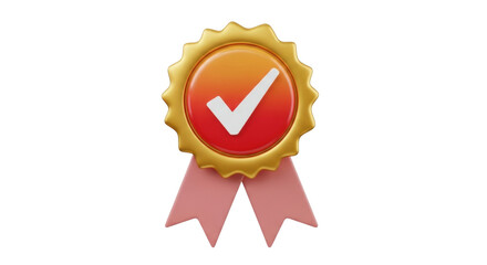 Isolated badge with check mark, certificate, award for quality, approval, guarantee sign