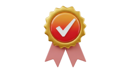 Isolated badge with check mark, certificate, award for quality, approval, guarantee sign