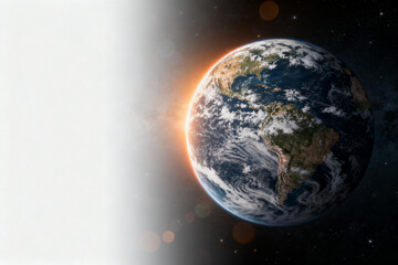 Earth from space with sunrise