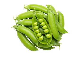 Fresh green peas in pods isolated on transparent background, healthy vegetable for cooking and vegetarian diet