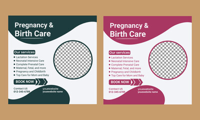 pregnancy & birth care services social media post