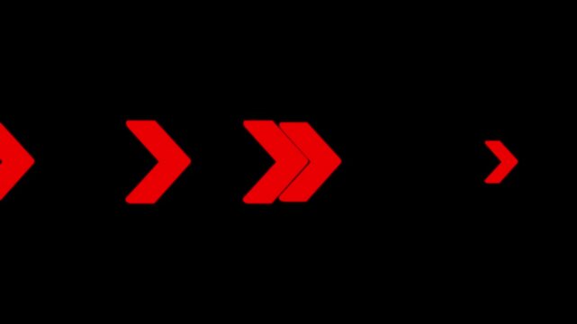 glowing rad color right side Arrow Loop Animation direction concept arrow icon concept. Arrow Loop Animation video direction concept. on a black background