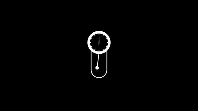 Simple Wall clock icon spinning animation. glowing neon Cartoon wall clock icon. clock icon animation on black background. analog clock timer circle animated.