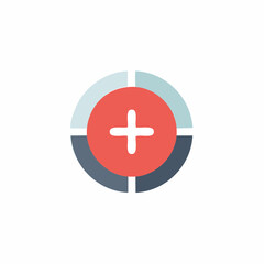 Fototapeta premium Addition or Plus Icon Symbol. Red circle with white plus sign. Abstract circle graphic