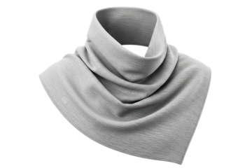 Gray heather fabric neck gaiter for winter sports and fashion on a transparent background