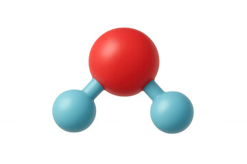Water molecule h2o with oxygen and hydrogen atoms, a 3d scientific model on transparent background