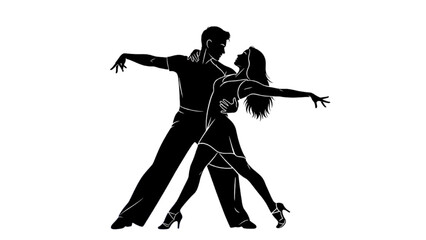 Romantic Couple Silhouette Vector Illustration – Love, Relationship, and Affection Concept