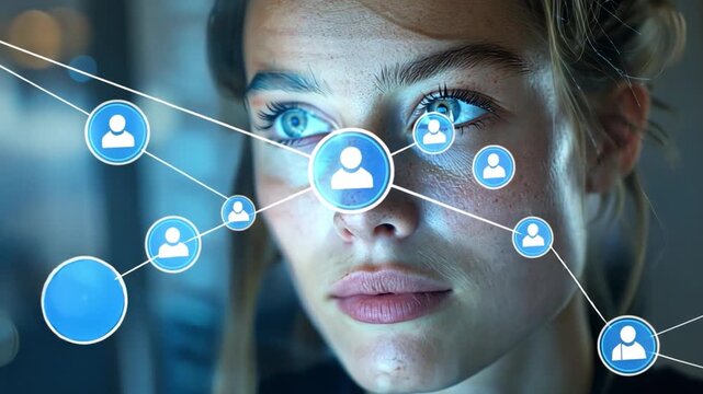 Career Evolution, futuristic glass office with young employee visualizing holographic career evolution timeline,.