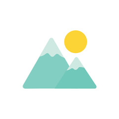 Turquoise mountains & yellow sun vector