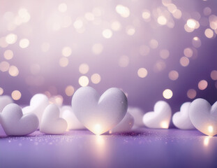 Lavender and White Elegant Valentine Heart Background