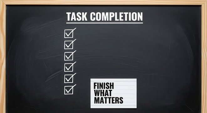 Task completion checklist on a blackboard with encouraging message