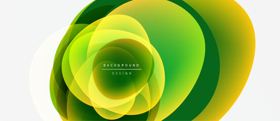 Abstract design features layered, flowing shapes. Yellows, greens create dynamic visual effect. Modern background element for projects.
