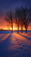 sunset in the snow