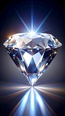 Radiant Faceted Gemstone with Brilliant Light Reflections