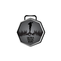 mountain marathon trail run medal design,trail run logo design