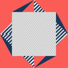 Obraz premium Vibrant decorative frame featuring a red zigzag pattern and dynamic blue corner elements, an abstract geometric border for certificates or awards