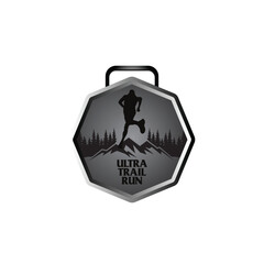 mountain marathon trail run medal design,trail run logo design