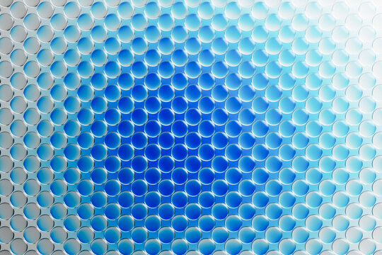Blue glass circles matrix pattern with reflections in abstract design
