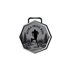 mountain marathon trail run medal design,trail run logo design
