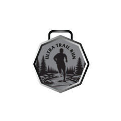 mountain marathon trail run medal design,trail run logo design