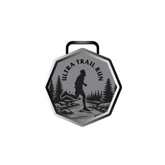 mountain marathon trail run medal design,trail run logo design