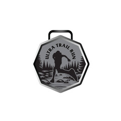 mountain marathon trail run medal design,trail run logo design
