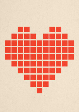 Pixelated red heart illustration symbolizing love and Valentine's Day
