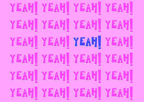 Yeah lettering illustration on pink textured background pattern