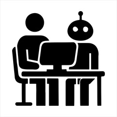 Robot and Human working together vector art