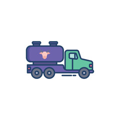 A green and purple milk tanker truck illustration