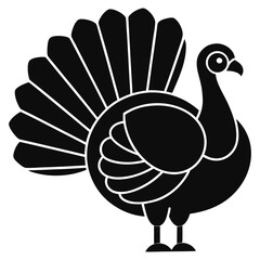 A black turkey silhouette chicken logo vector, and  cock bird vector, white of a silhouette illustration.