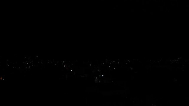 北海道札幌-街中に雷光る-