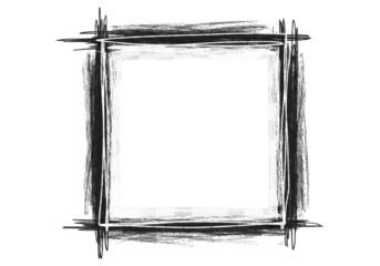 Black grunge square frame isolated on transparent background for design element