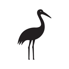 Clean Vector Stork Icon with Structured Angular Composition