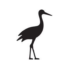 Dynamic Flying Stork Logo with Wings Spread Gracefully Wide