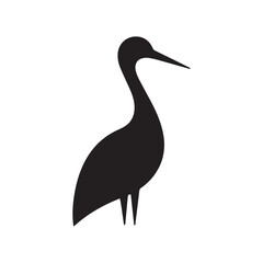 Ethnic-Inspired Stork Icon with Strong Geometric Aesthetic