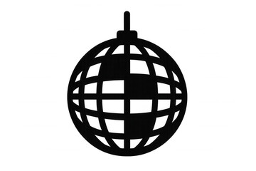 Black disco ball silhouette vector icon for music, party, celebration, and nightclub events on transparent background
