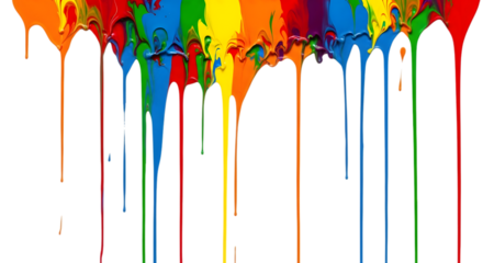 Colorful Paint Dripping Down on White Background